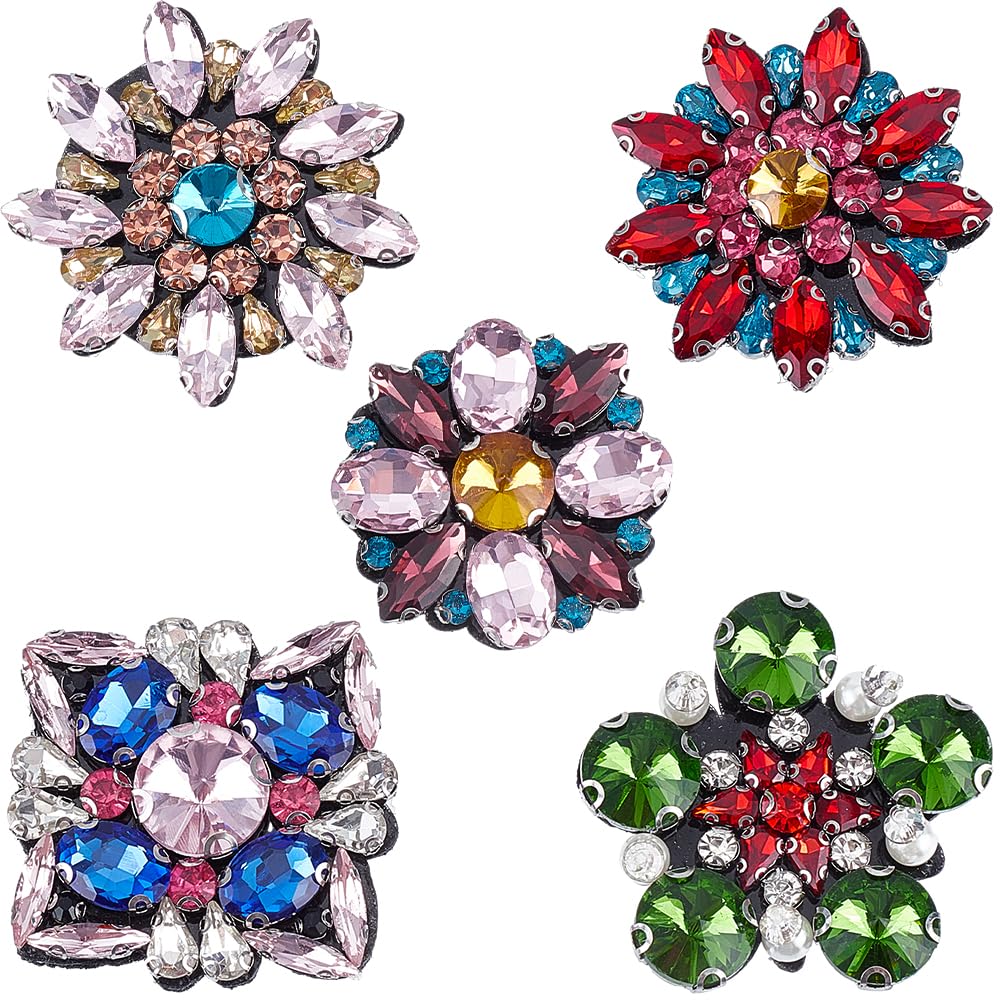 20 Toppe Floreali Con Paillettes E Perline | Fiori Argento 3.2 Cm Da Cucire Per Abbigliamento E Accessori - 2