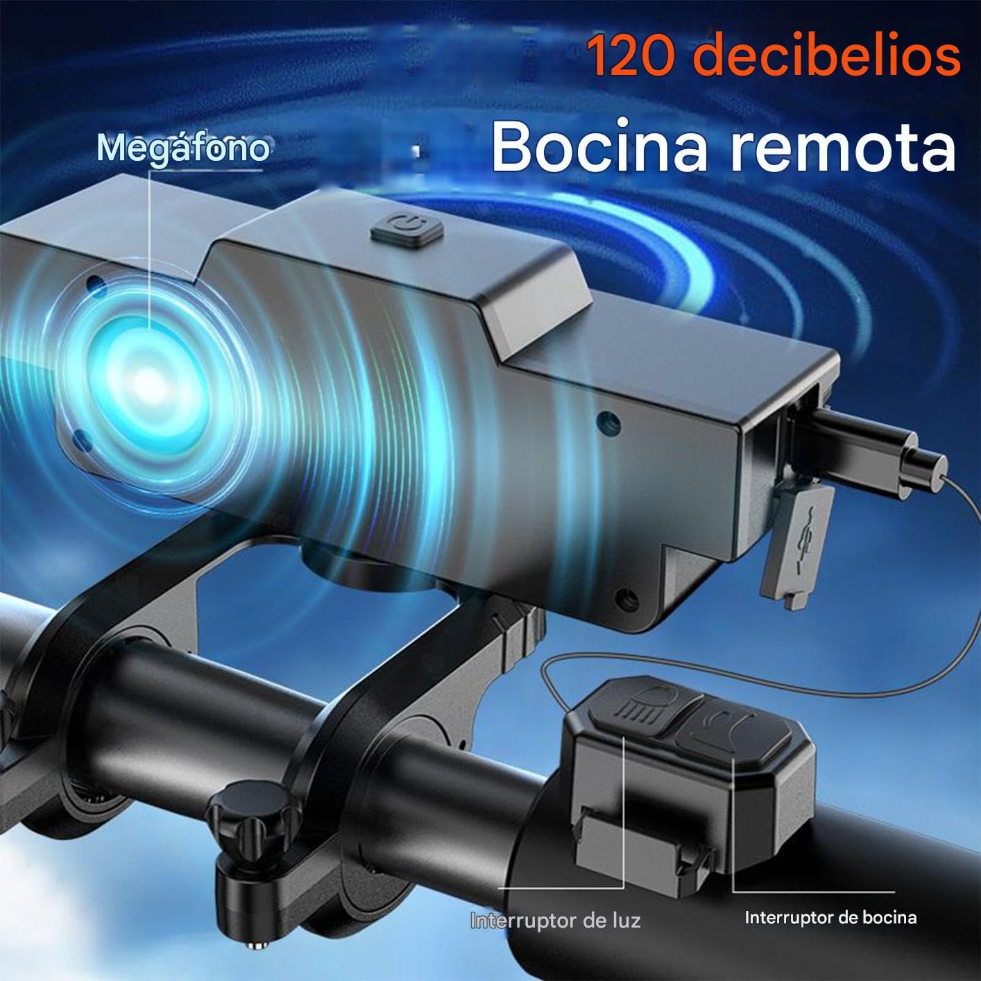 Luz Delantera para Bicicleta,Faro Impermeable para Bicicleta con Bocina - Alto Brillo para Senderismo Y Rutas De Aventura