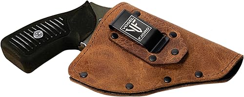 Funda de cuero de búfalo para pistola OWB se adapta a la mayoría de revólveres de marco J hechos para Ruger LCR, S&W 442642, Taurus, Charter y la