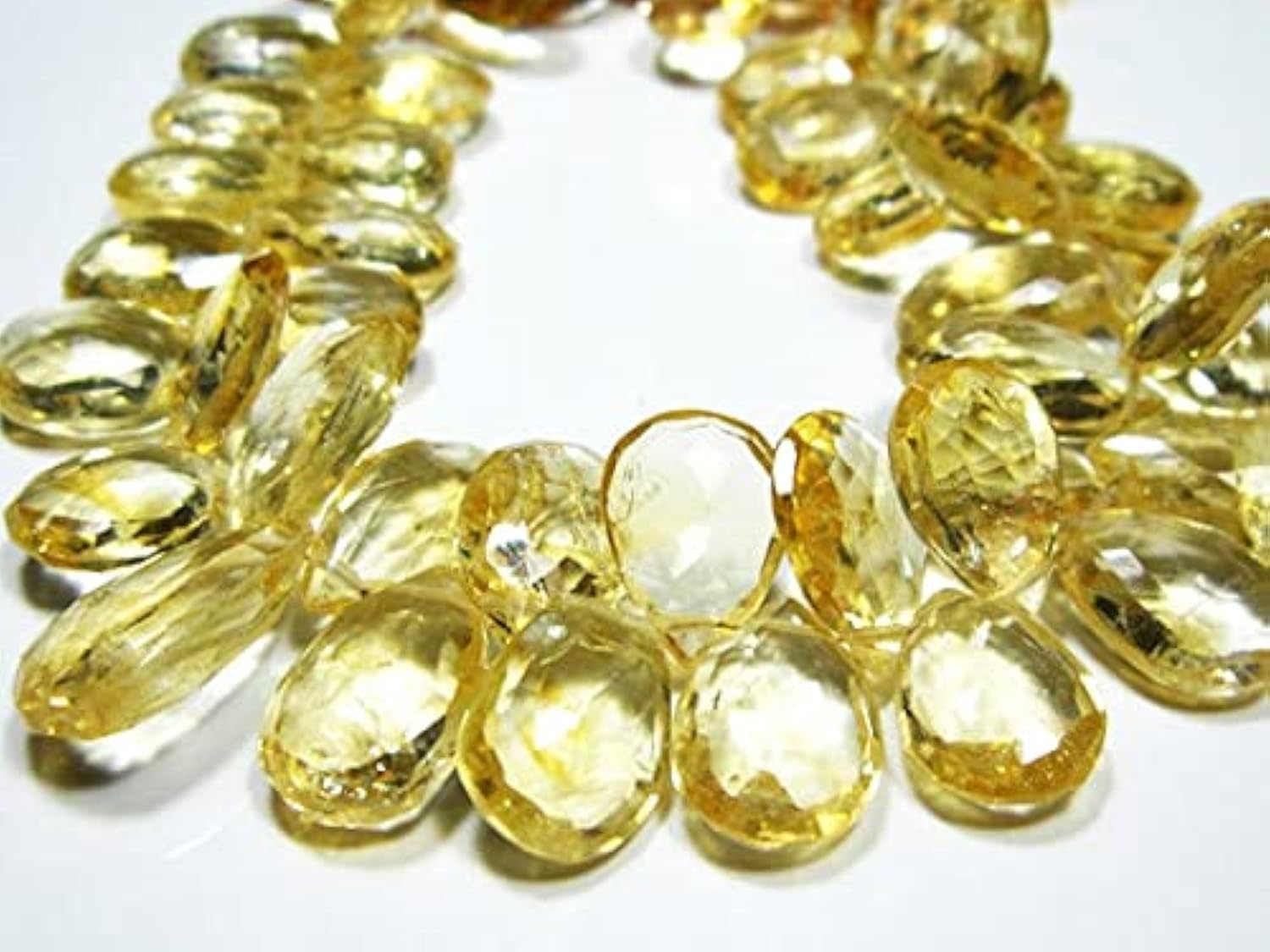 Citrine naturelle sans inclusion en fil de grandes perles poires