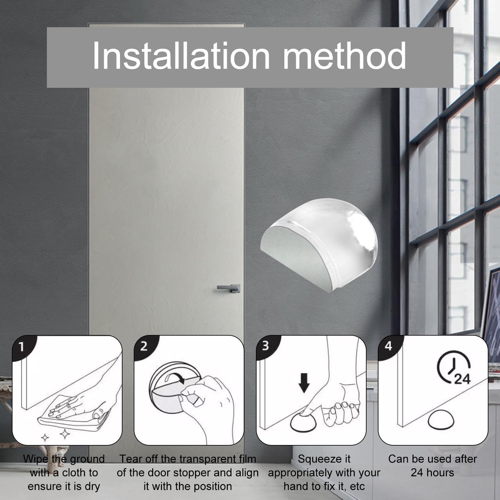 4 Fermaporta Trasparenti Adesivi - Semicircolari Per Pavimenti Duri, Protezione Muri - Foto 5
