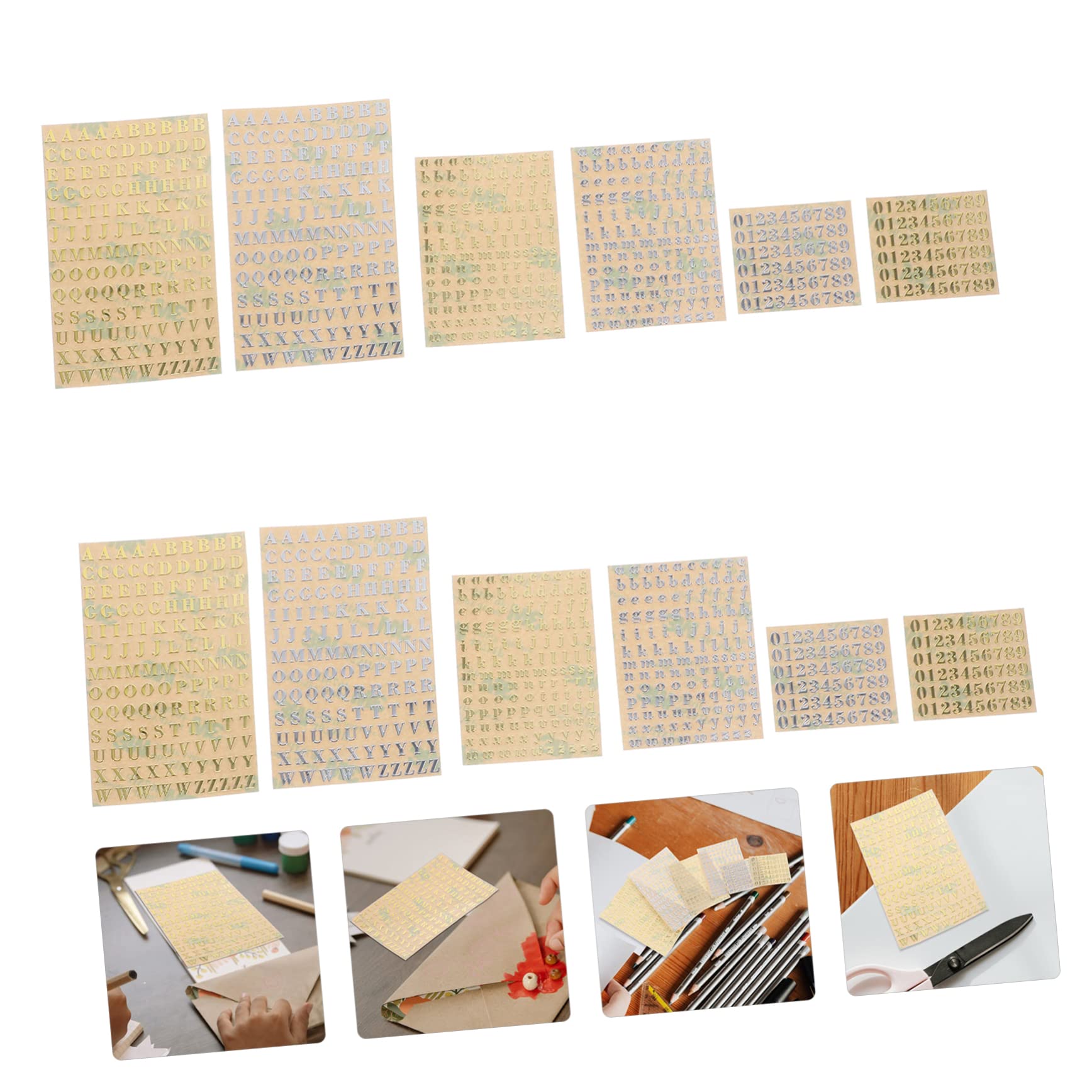 SEWACC 60feuilles Stickers Autocollants Lettres Et Chiffres Métalliques De Lettres Alphabet Et Numéros Adhésifs Pour Scrapbooking Et Décoration Mix De Styles