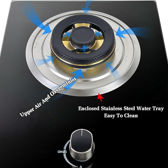 Estufa de Gas 1 Quemador, Encimera de Cocina 5.2KW, Conversión Gas Natural/GLP miniatura 6