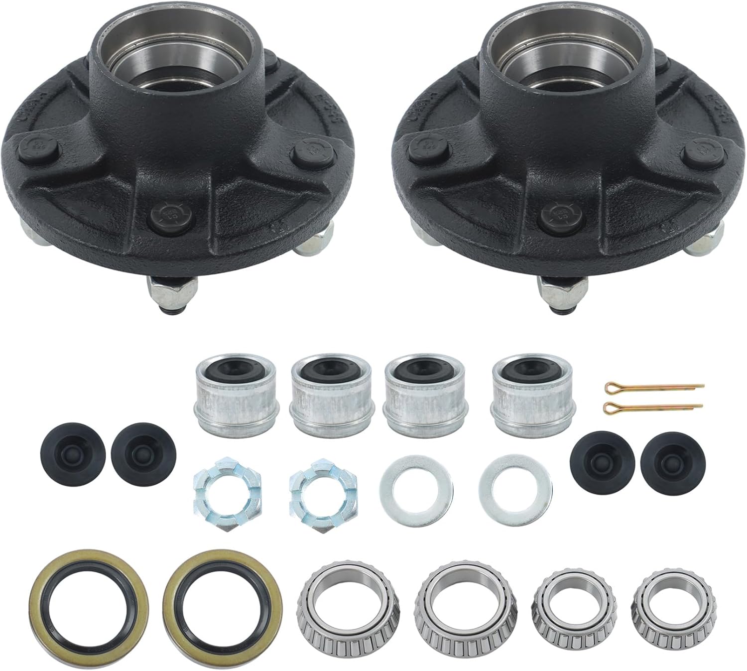GXYWADY 2 Sets 5 on 5 Inch Trailer Hub Kit Replacement for 3500 lbs 84 Spindle with Trailer Bearing Kit (10 Pieces/Set)