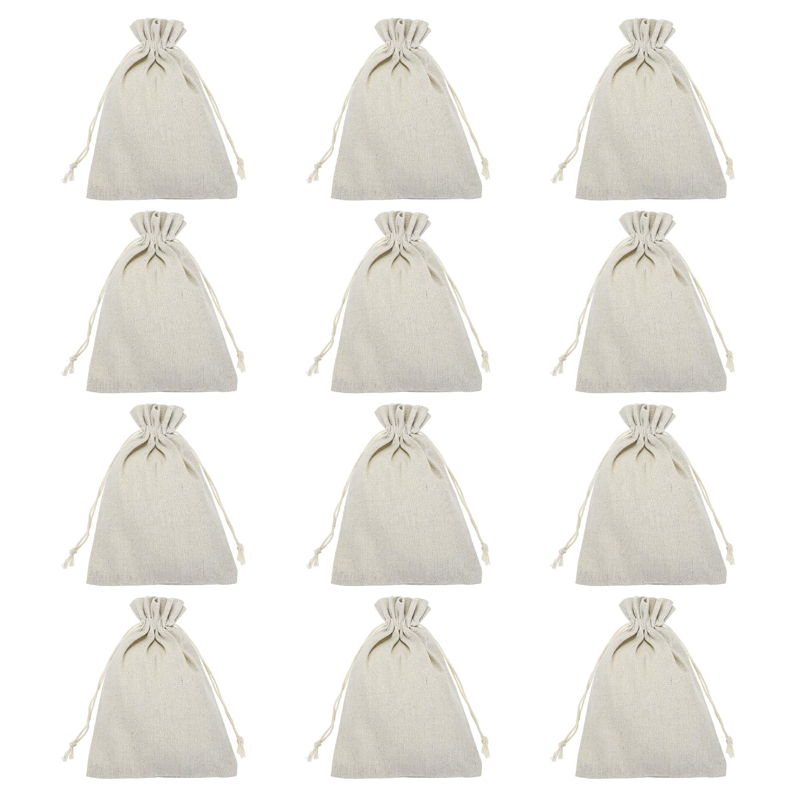 PATIKIL 12Pcs Coin Sacks Bag, 20x15cm Canvas Coin Money Cash Bag Drawstring