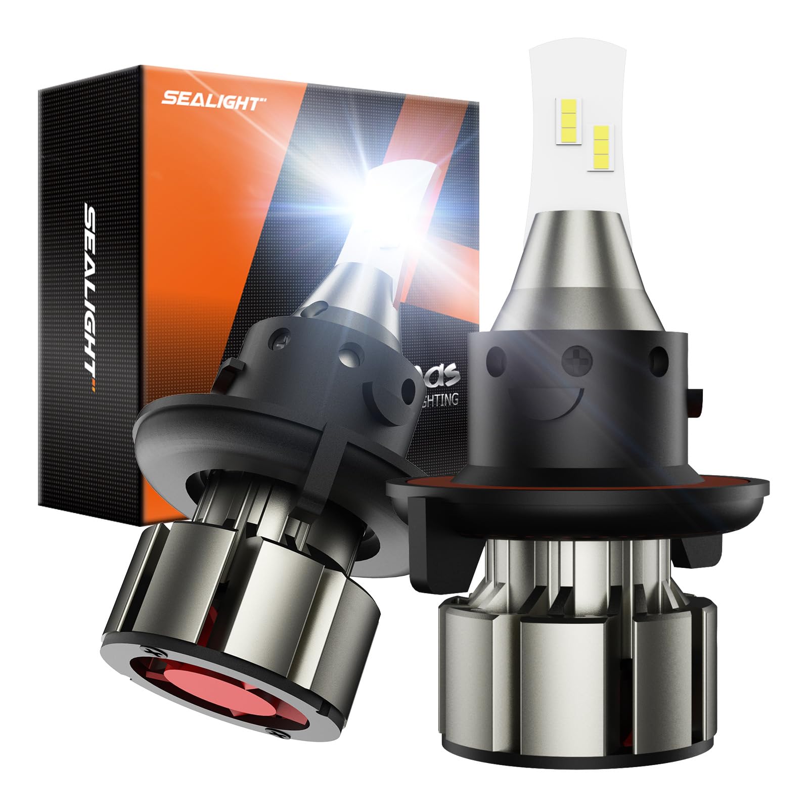 Photo 1 of SEALIGHT H13 LED Bulbs, 36000LM Super Bright 9008 Driving Lights, 6000K Daylight with Cooling Fan, H13/9008 Car Bulb 5 Min Plug-N-Play, Pack of 2