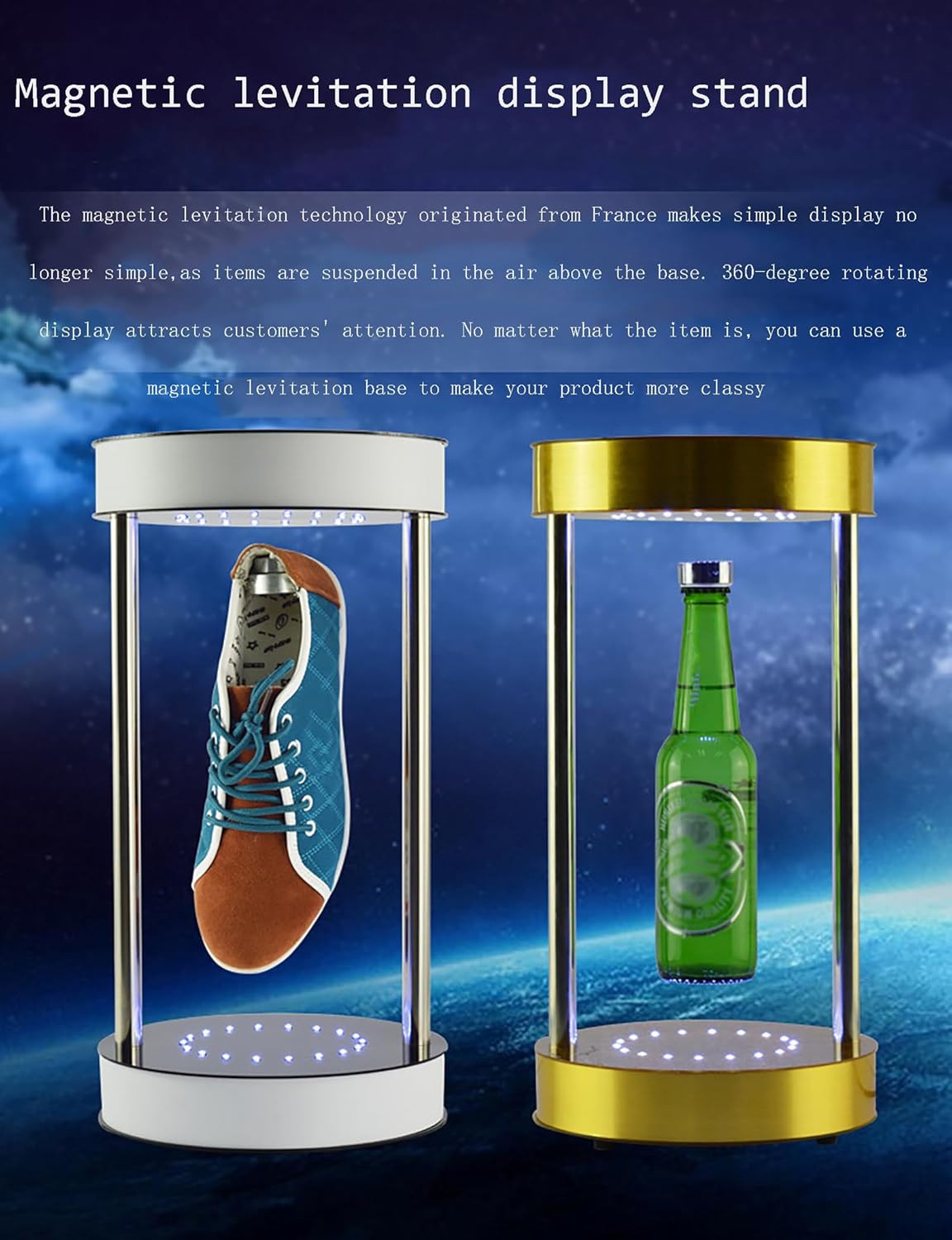 Magnetic Levitation Display Stand, Floating Sneaker Display Stand, Levitating Shoe Display Stand with 360 Degree Rotating Led Light,for Home Decoration, Gifts