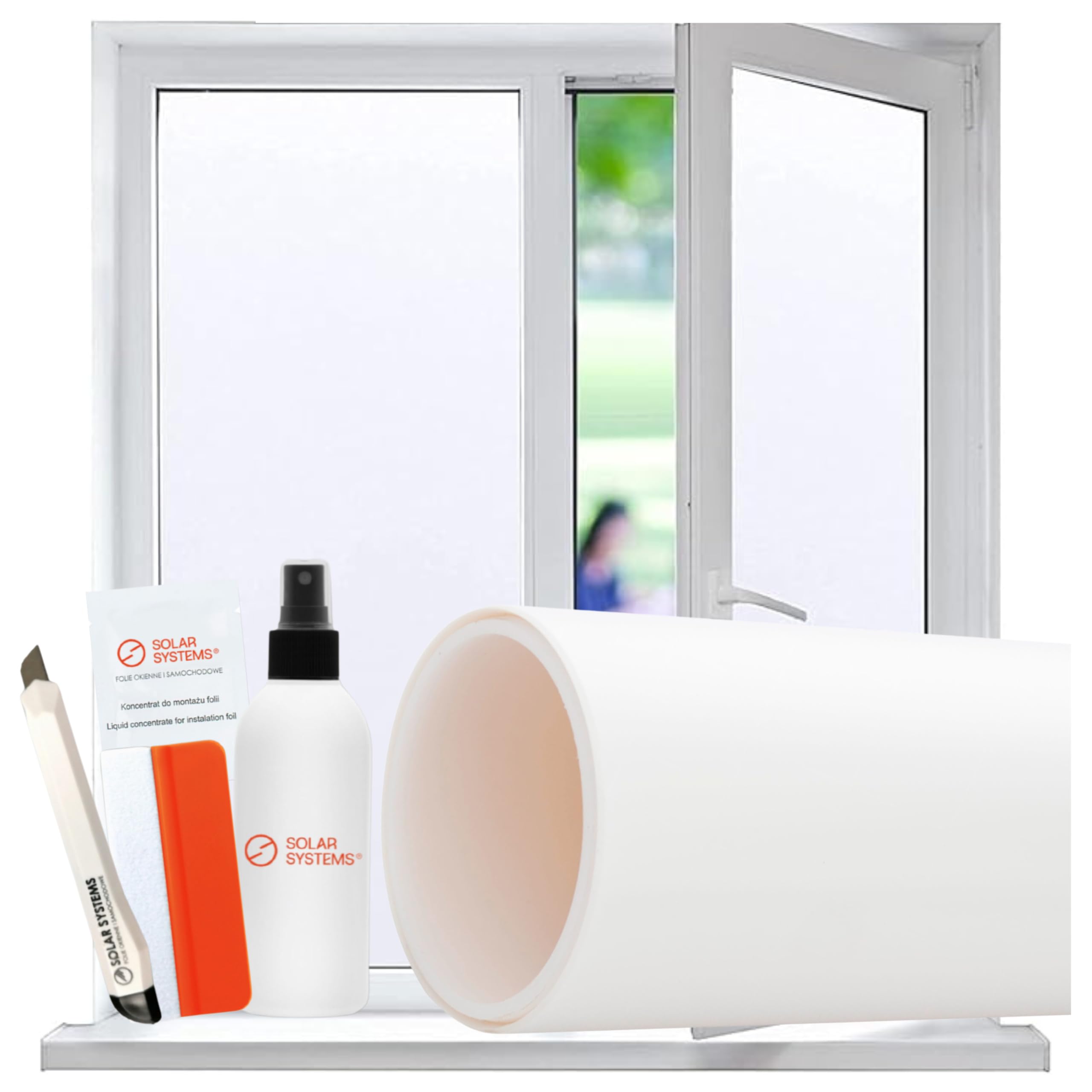 Film pour fenêtre blanc anti-regard avec kit de pose pour vitre et douche