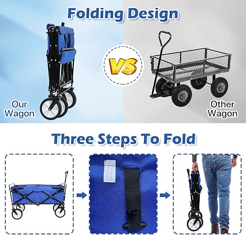 Miniatura 3 de Carro plegable utilitario plegable, azul, gran capacidad, almacenamiento conveniente, uso al aire libre