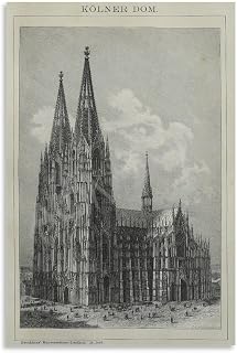 MOJDI Cologne Cathedral Poster Gothic Architectural Aesthetics Sketch Poster Canvas Painting Wall Art Poster for Bedroom Living Room Decor 08x12inch(20x30cm) Unframe-style