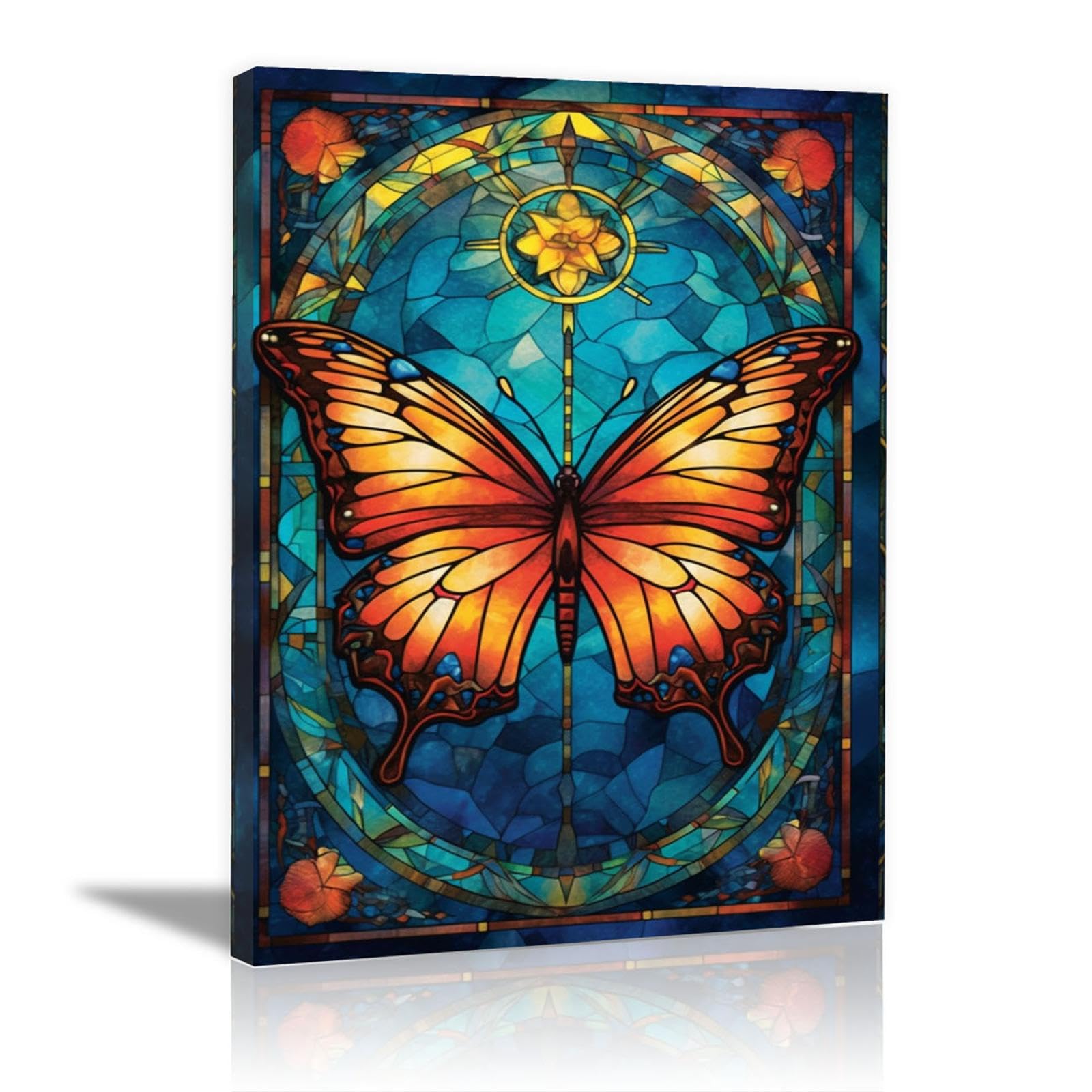 SHYAMIC Vistoso Cuadro Lienzo Abstracto Modernos, Mariposa Vintage Pintura Cartel HD Impresión de Imagen cuadros decorativos Salon dormitorio Decoración - 50x70cm Enmarcado