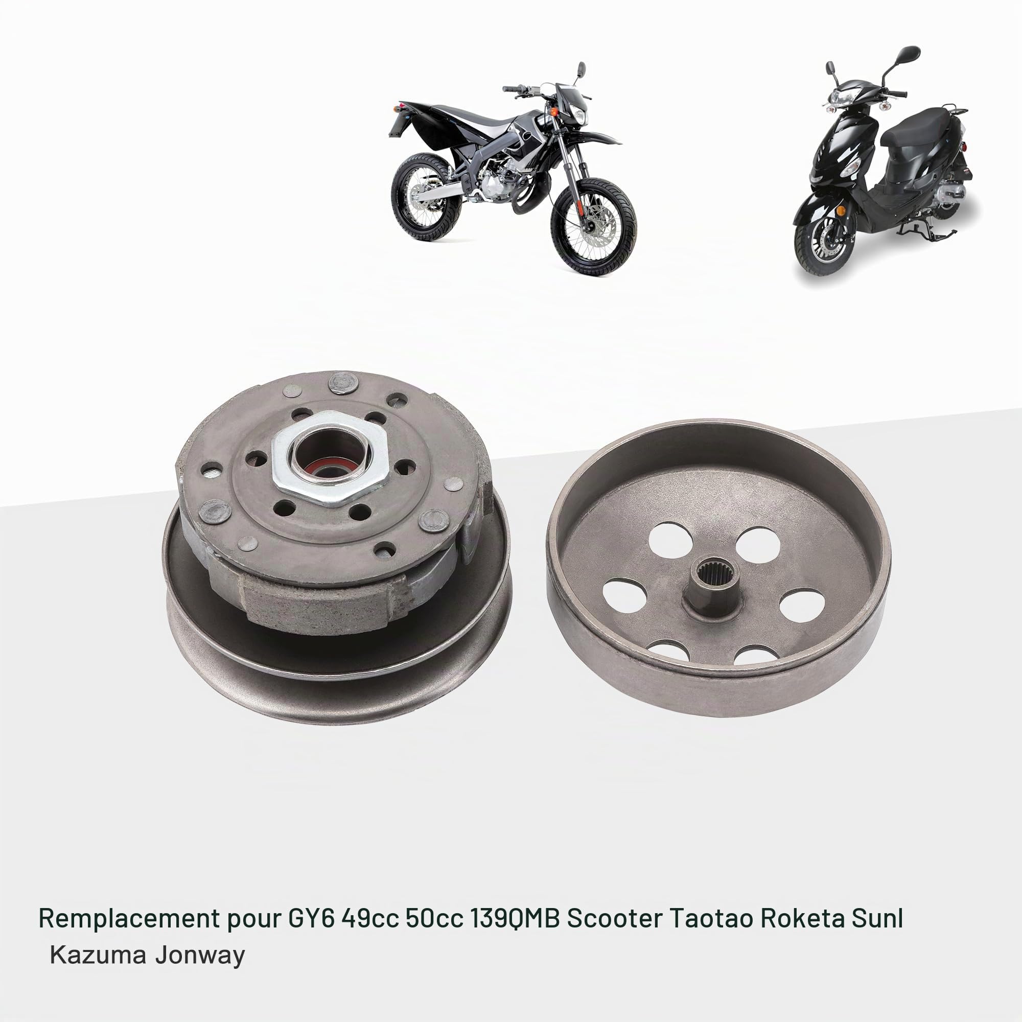 GOOFIT Ensemble d'embrayage Complet Pully Entraînée par Embrayage Arrière Remplacement pour 139QMB Scooter Taotao Roketa Sunl GY6 49cc 50cc