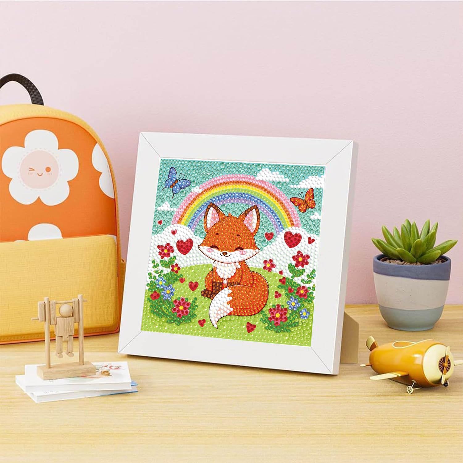 Dlylust Fox Diamond Art Kits for Kids with Frame, Gem Art for Kids Ages 4-8-12, Easy Diamond Painting Kit with Beautiful Package for Gift Home Wall Decor image 2