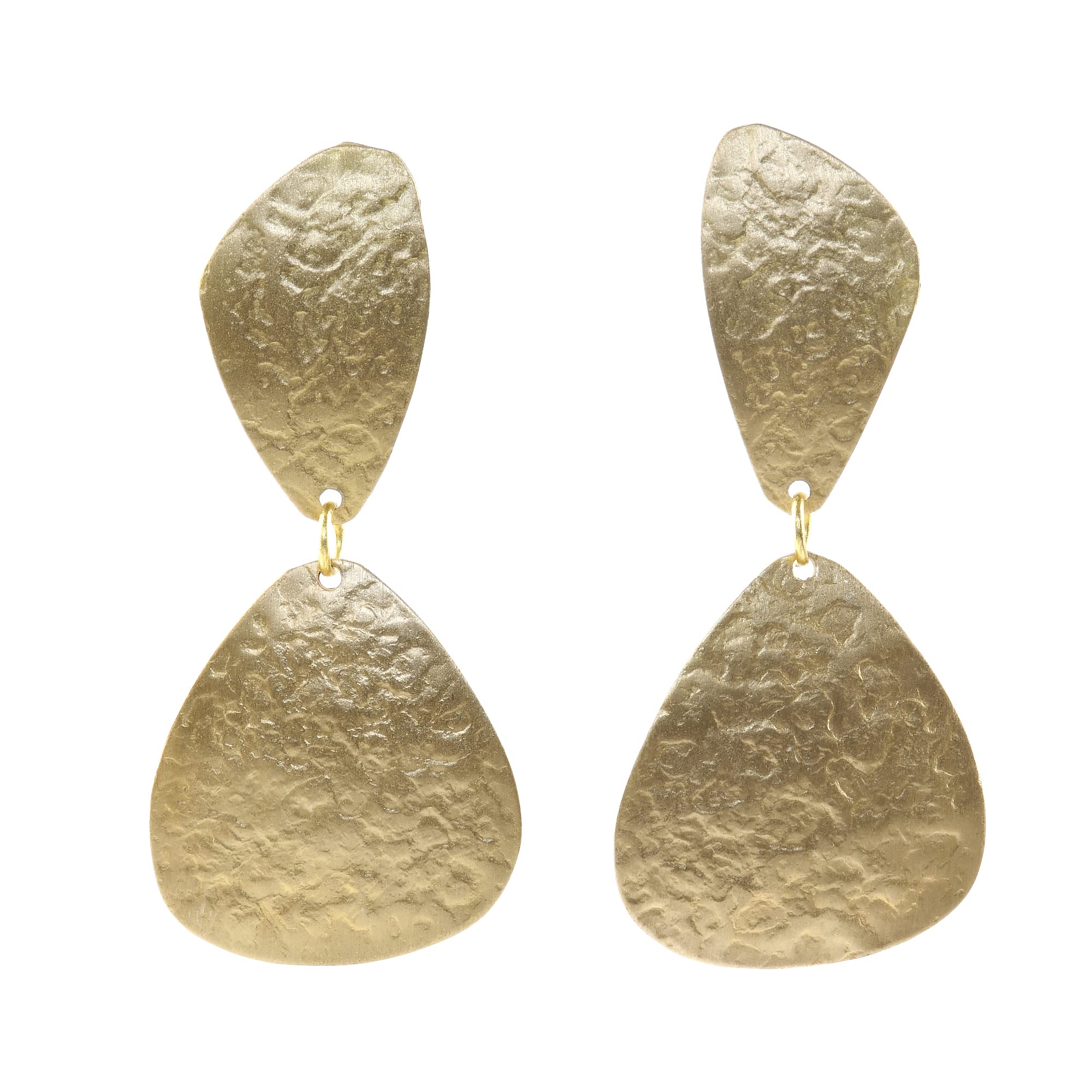 a socially conscious store 2-Step Wave Pattern Handcrafted Brass Textured Earring For Womens & Girls-image-18