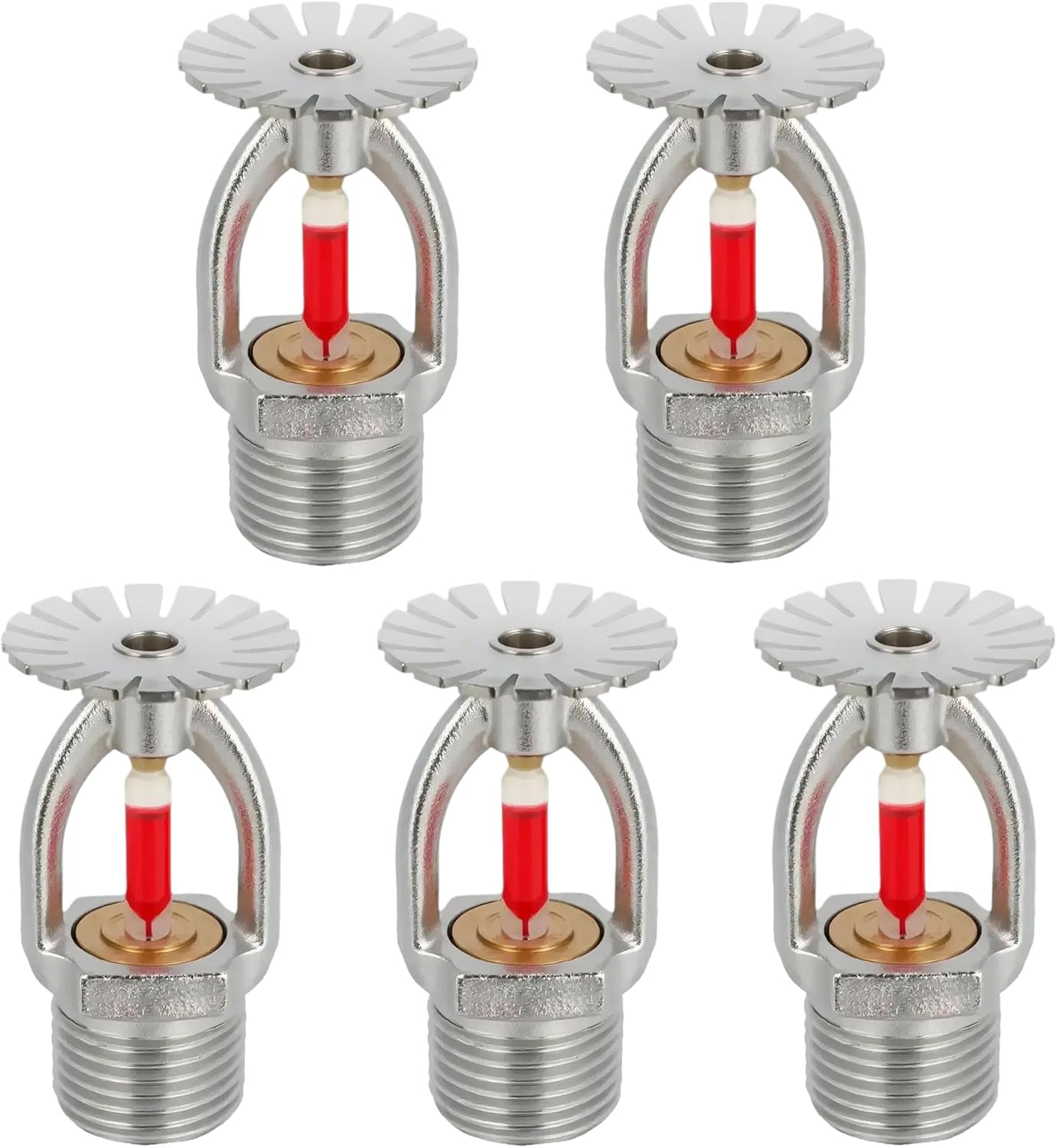 5Pc Fire Sprinkler Head Pendent Type, 155℉ Fire Sprinkler Heads 1/2" Inch Thread 68°C Quick Response Water Spray Down 1/2" NPT for Home/Commericial/Workshop/Residential Building (Pendent Type)