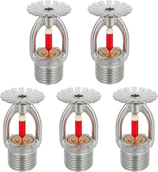 5Pc Fire Sprinkler Head Pendent Type, 155F Fire Sprinkler Heads 1/2" Inch Thread 68C Quick Response Water Spray Down 1/2" NPT for Home/Commericial/Workshop/Residential Building Pendent Type