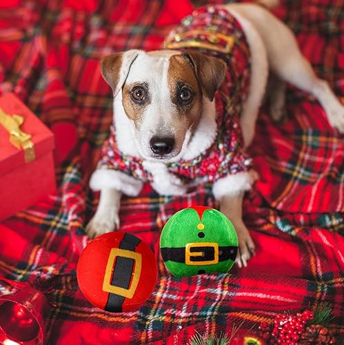 Miniatura 4 de 24 bolas de Navidad en julio para perros de 3.15 pulgadas de peluche de Papá Noel para perros, bolas chirriantes de Navidad para perros pequeños,