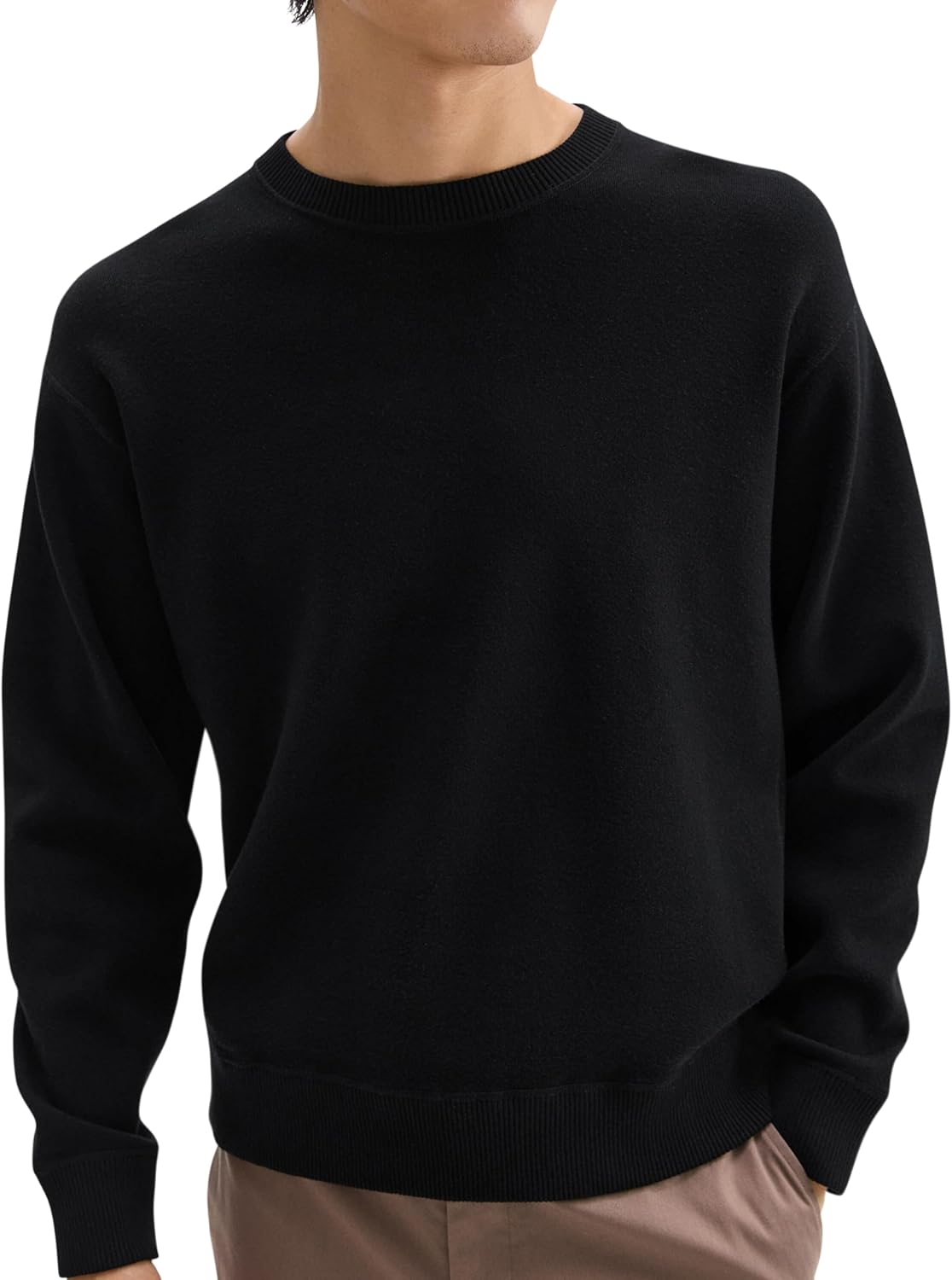 Theory Men's Relax Crewneck Long Sleeve in Light Bilen, Black - Image 4