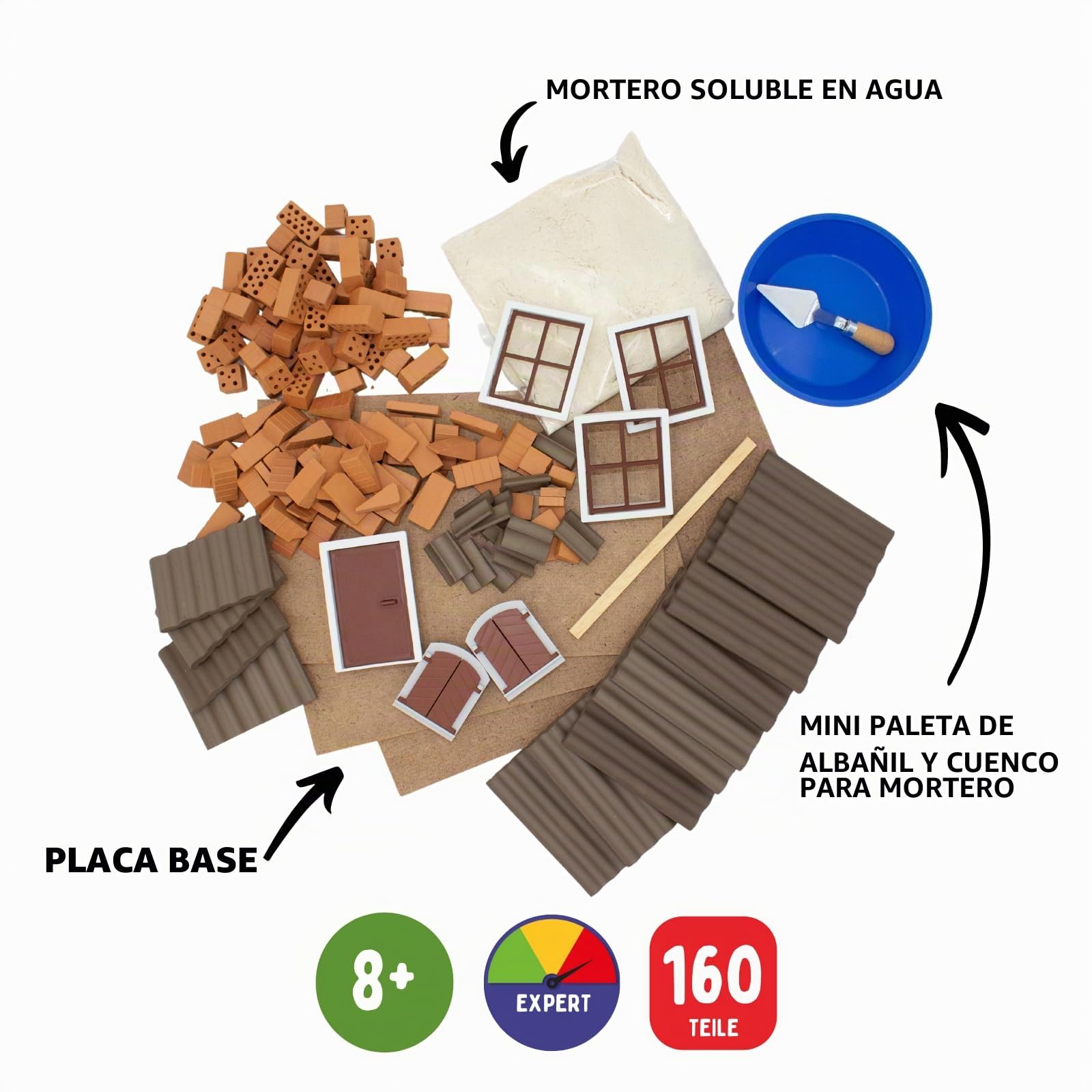 teifoc 5230 - Juego de construcción de piedra, 160 componentes, kit creativo de construcción de materiales naturales, kit de construcción para niños a partir de 8 años y adultos
