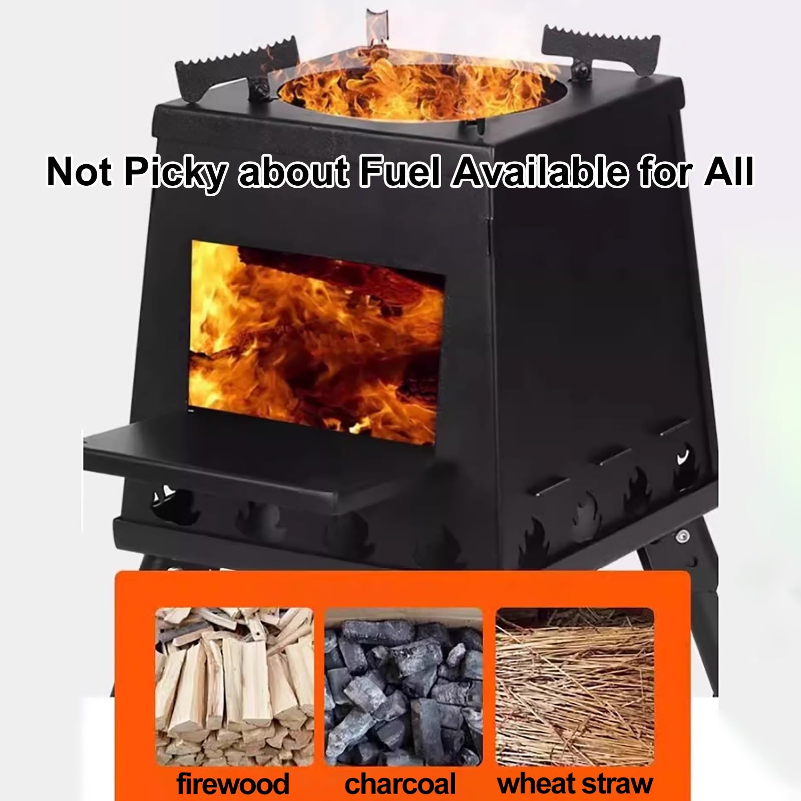 Réchaud à bois de camping portable, poêle à bois pliable pour la cuisine et le chauffage, réchaud d'extérieur léger avec sac de rangement pour pique-nique, randonnée, barbecue et voyage