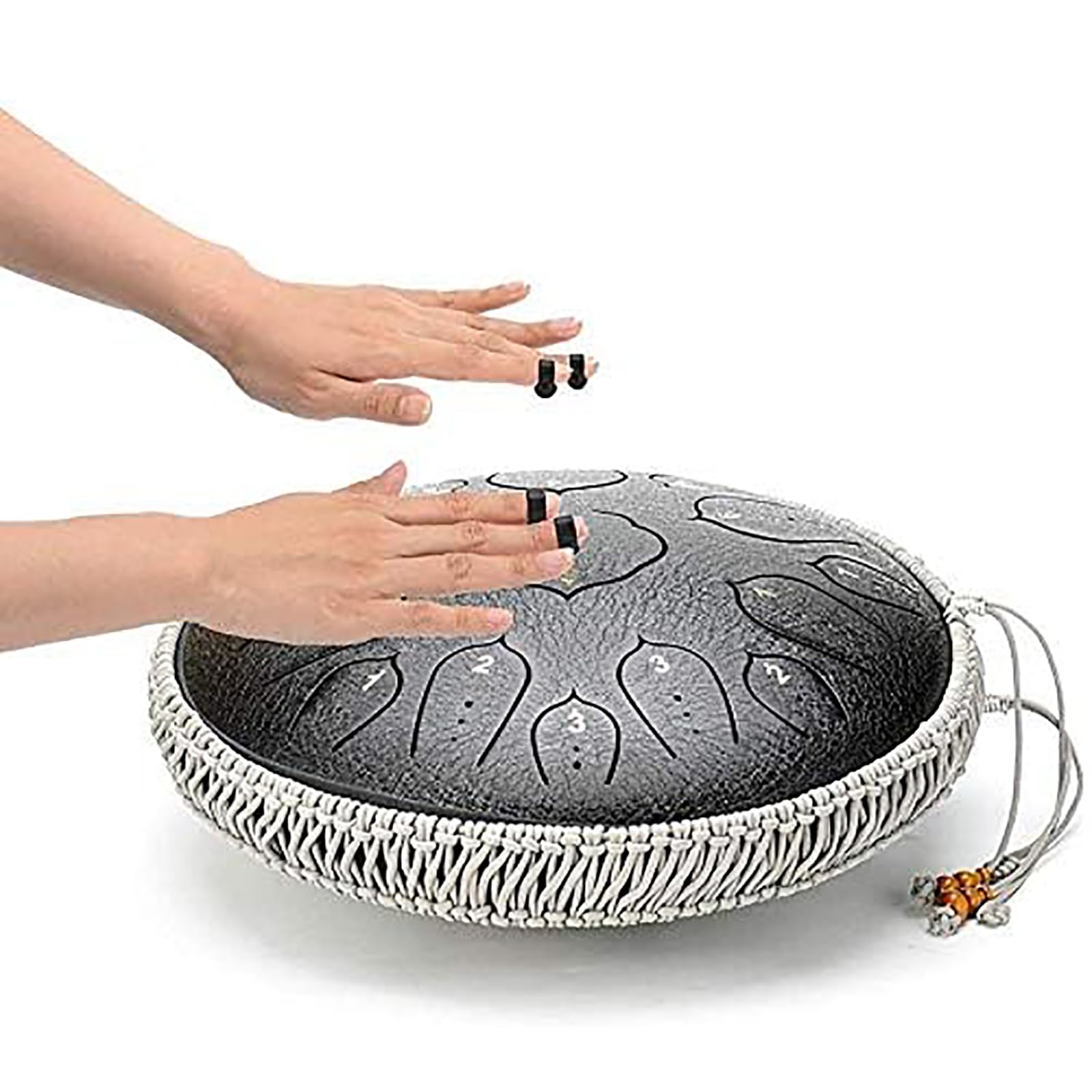 Tambour à Langue (tongue Drum) En Acier 15 Cm - 11 Notes Ré Majeur, Avec Baguettes Et Livre De Musique, Pour Méditation Et Yoga