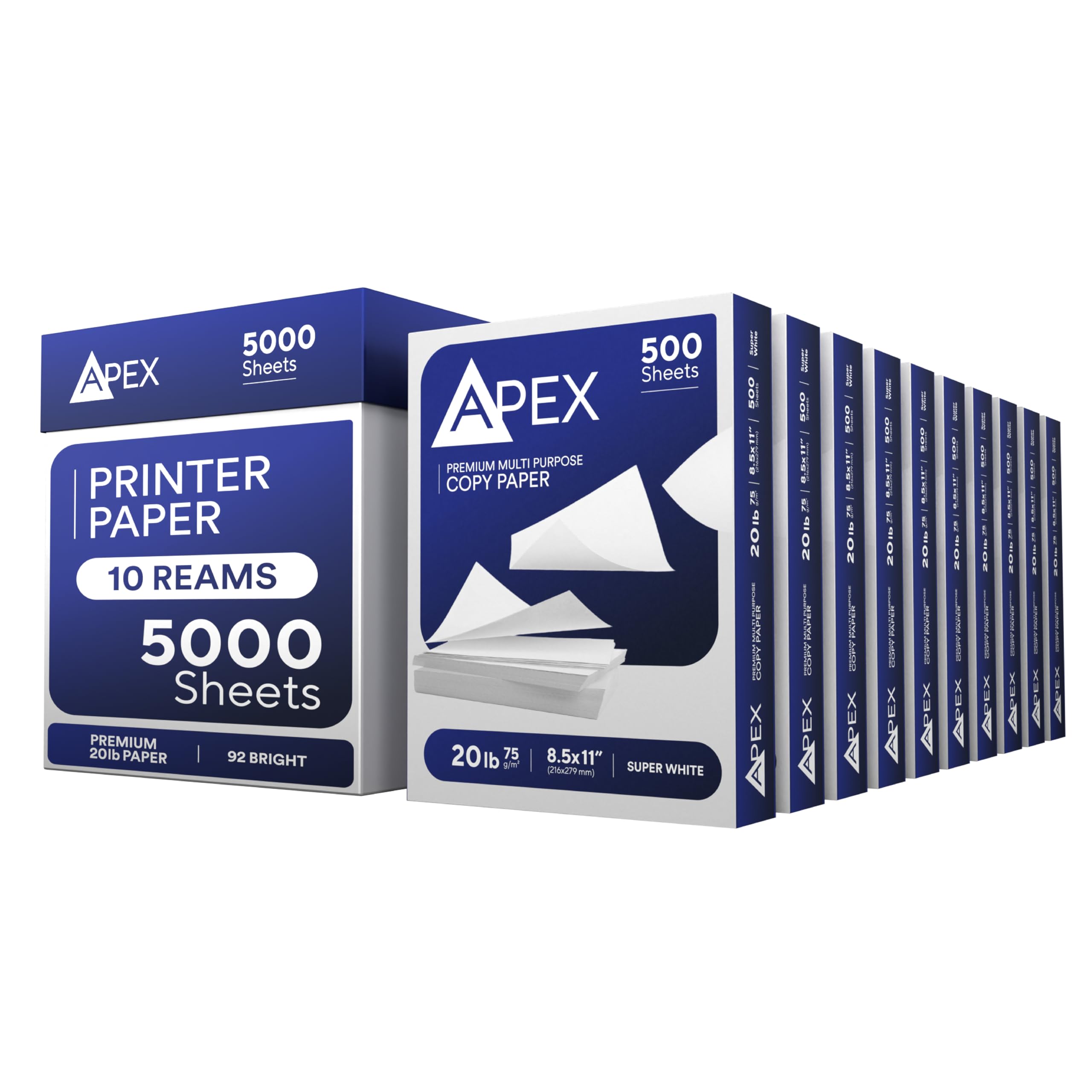 Copy Paper Printer Paper 20lb Multipurpose Printer Paper 8.5 x 11 White 92 Bright White Paper Office Supplies 500 Sheets Per Ream (10 Reams Case 5000 Sheets)