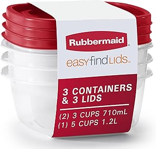 Easy Find Lids Food Storage and Organization Containers, 3-Pack, Racer Red