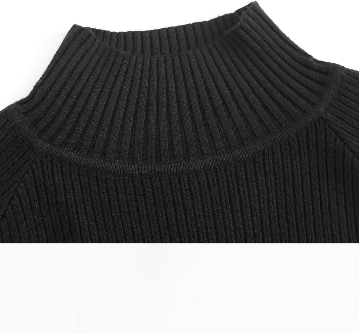 Ckikiou Casual Soft Knitted Mock Neck Sweater for Women Fall Winter Raglan Sleeve Ribbed Pullover Top - Image 3