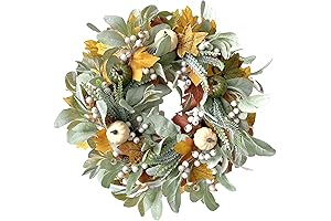 Autumn Maples Leaf Pumpkin Pine Cone Wreath for Thanksgiving