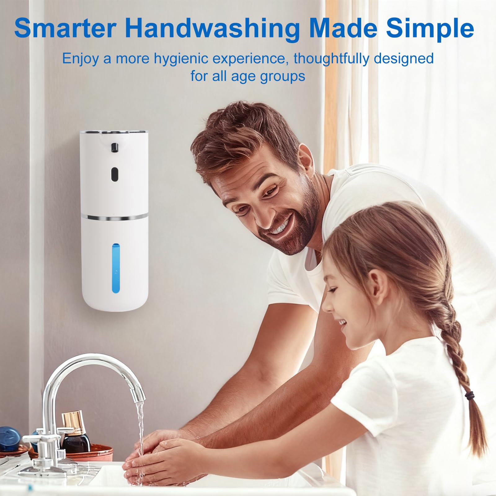 Automatischer Flüssigseifenspender, berührungslos, 380 ml, Handseifenspender, Wandmontage mit LED-Display, 6-stufig verstellbar, Typ-C wiederaufladbar, IPX5 wasserdicht für Bad & Küche