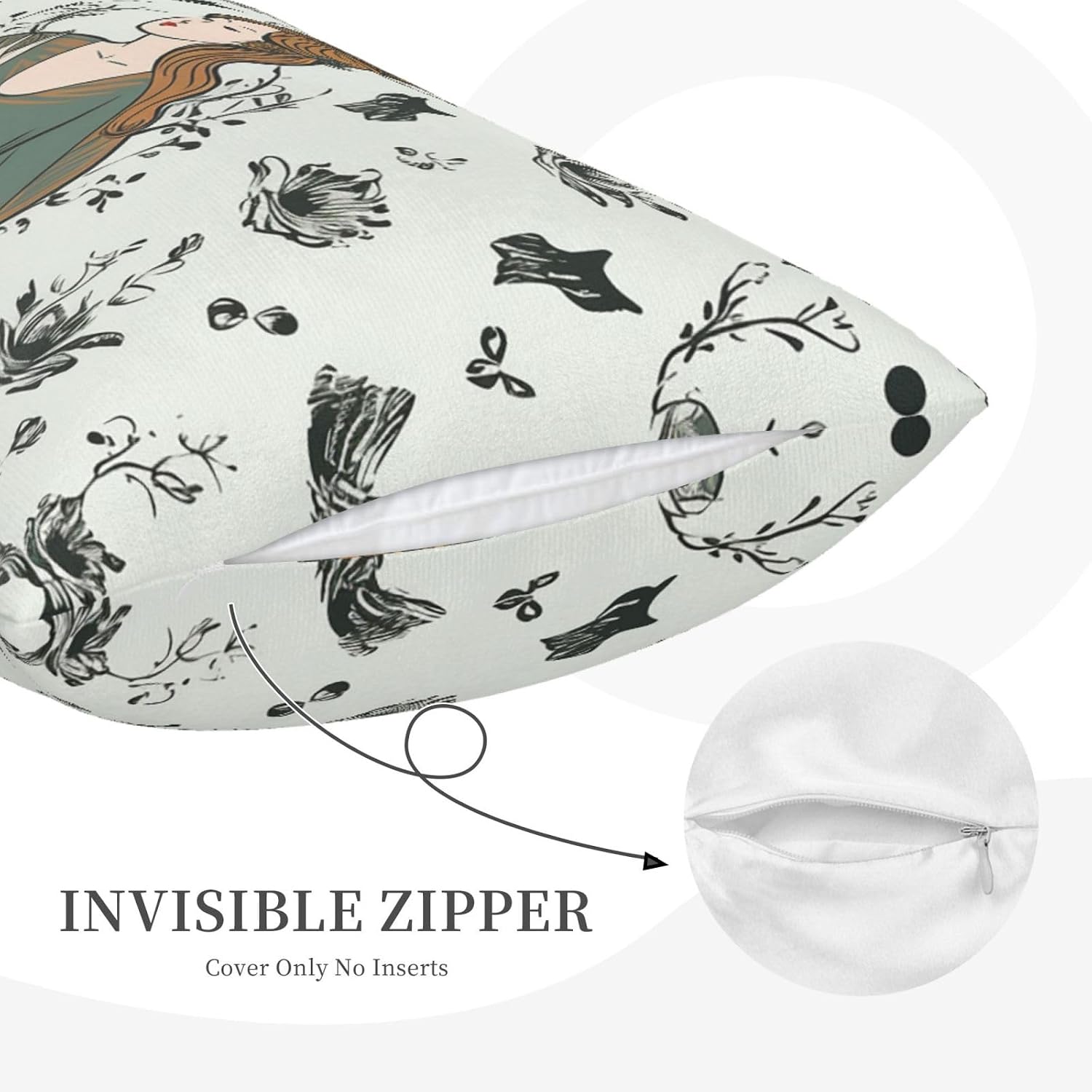 2 Pack Standard Size Pillow Cases for Hair and Skin Soft Breathable Pillow Case Covers with Hidden Zipper Girl Wearing Crown Pillowcase 14"x20" Pillow Cover for Sleeping Gift