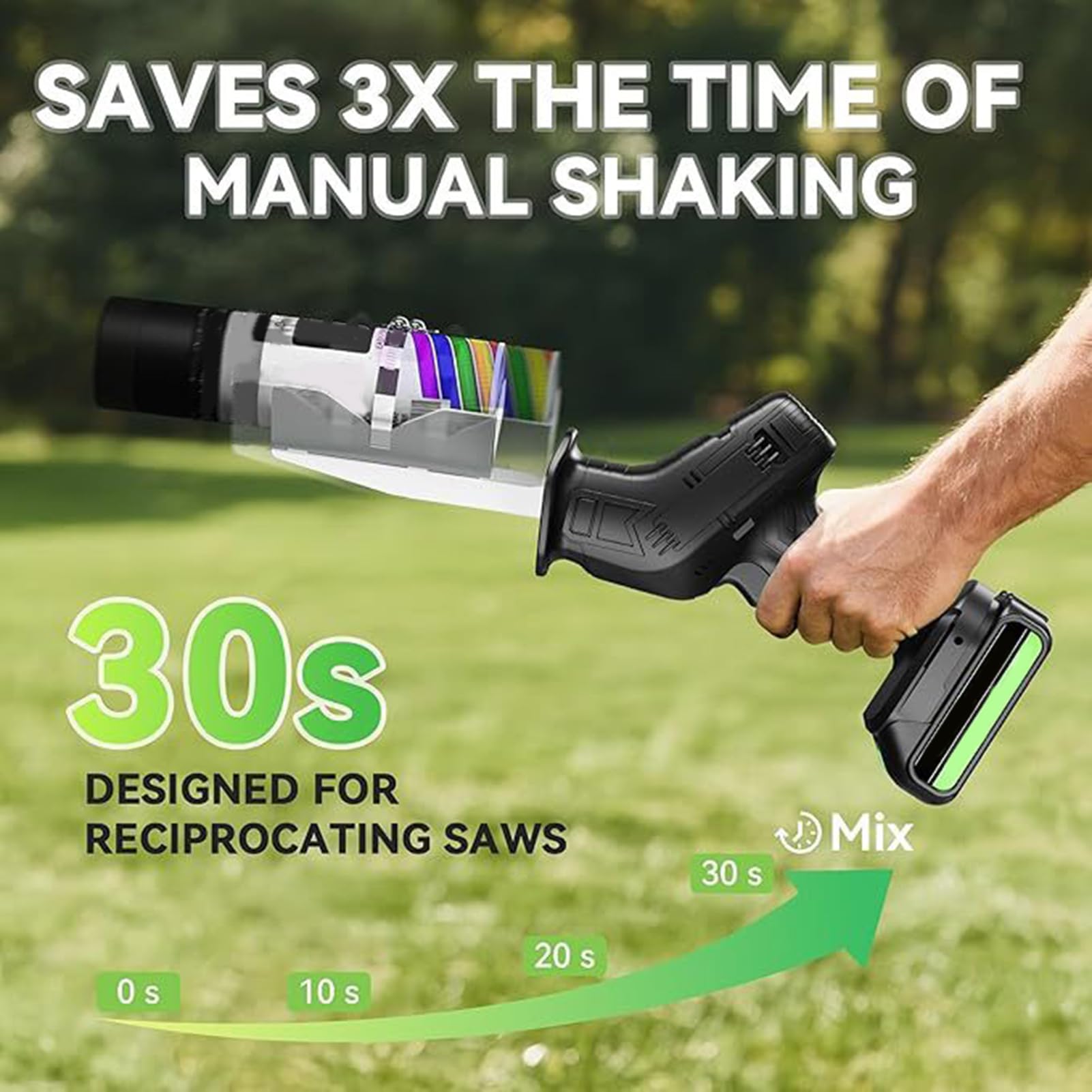 Spray Paint Shaker - Adjustable Mixer for Reciprocating Saw | Stainless Steel Anti Slip Attachment, Can Shaker Tool for Painter, Artist, Men, Women, Professionals, Projects, Workshops
