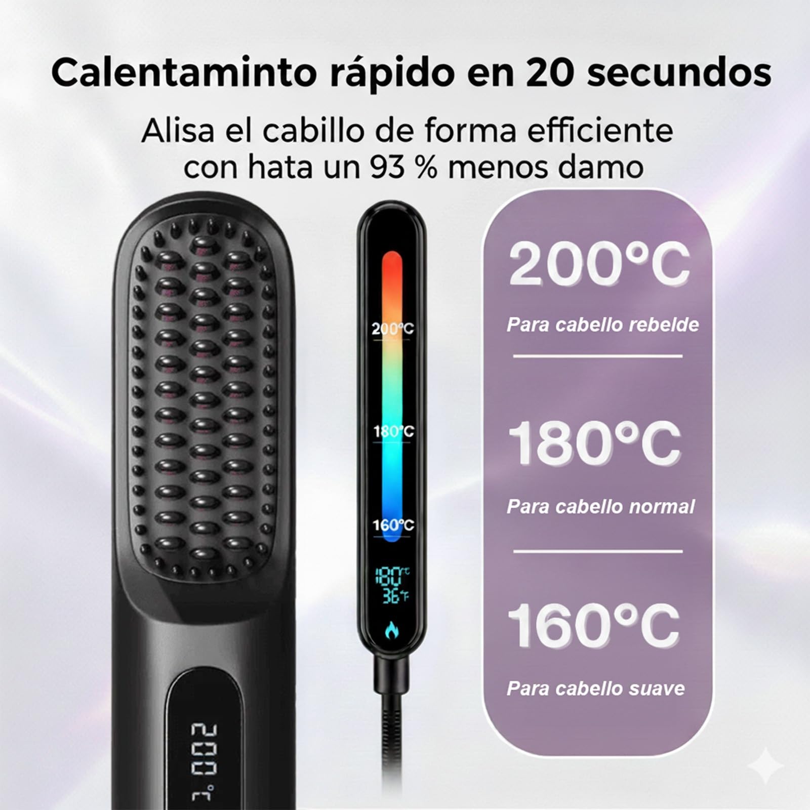 Cepillo Inalámbrico Pelo Suavelia para Cabello Corto, Cepillo Alisador con Calor Cerámico 3PX, Volumen Duradero, Sin Tirones ni Quemaduras, Recargable, Ideal para Pixie, Bob y Flequillo (Blanco) — view 7