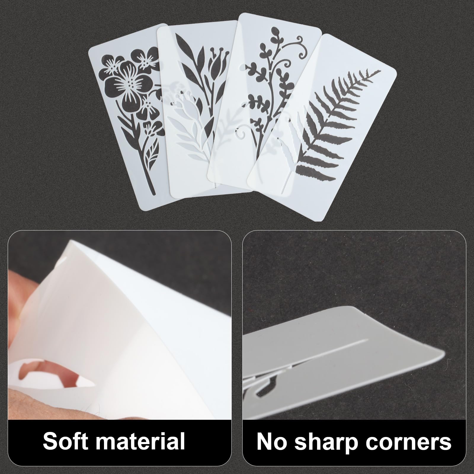 16 Stencil Per Pittura A Foglie | Sagome Riutilizzabili In Plastica PP Per Pareti, Legno E Tela | 10x20 Cm | Idee Fai Da Te - 2