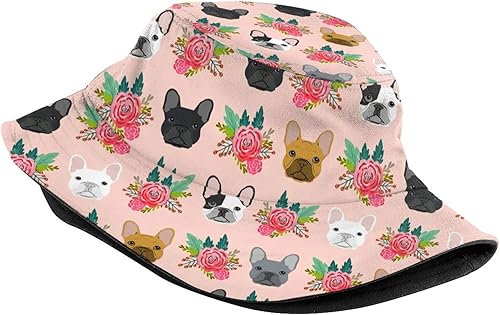 Miniatura 2 de Gorra de pescador plegable con diseño floral de perro Bulldog francés para mujeres y hombres, senderismo al aire libre, Bulldog francés Pitbull
