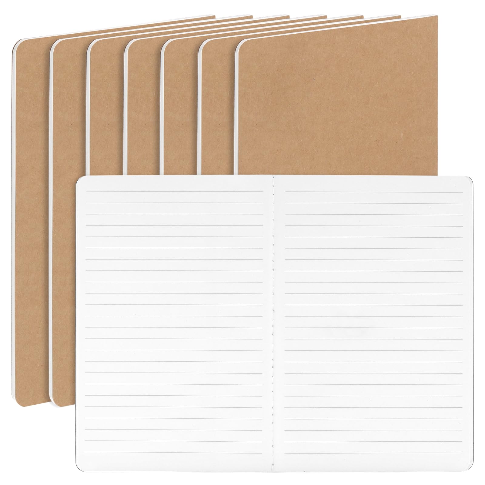 HONYUET 8 Pack A5 Kraft Lined Notebook, 21 x 14 cm, 60 Pages Brown Journal, 80gsm Paper Notebook for Home Office Writing Notepad