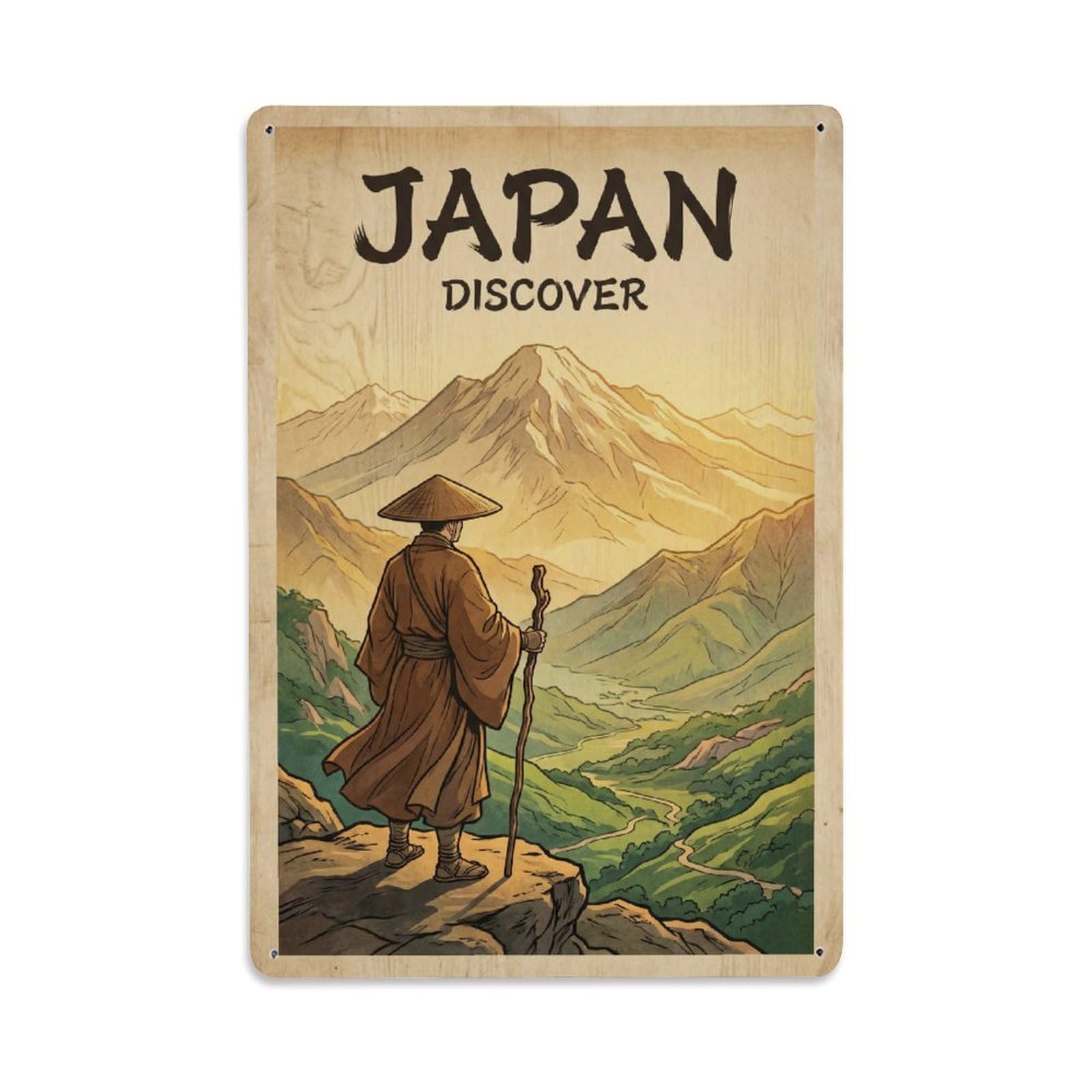 Metal Tin Sign Vintage Travel Japan Discovery