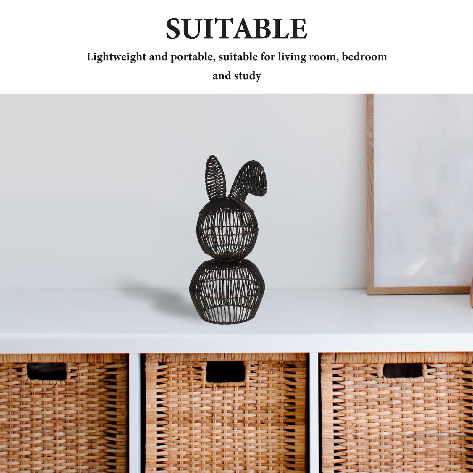 Coniglietto Pasquale in Rattan Intrecciato a Mano 15x30 Cm, Decorazione Primaverile da Tavolo e Veranda, Ornamento Naturale Leggero per Feste e Arredamento Rustico