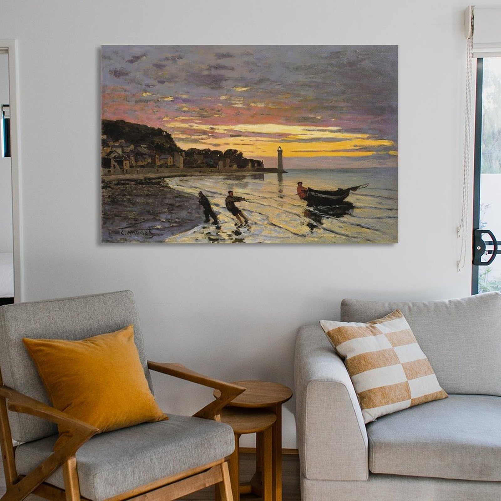 クロード・モネ 「セーヌ川の朝」アートポスター（フレーム付き