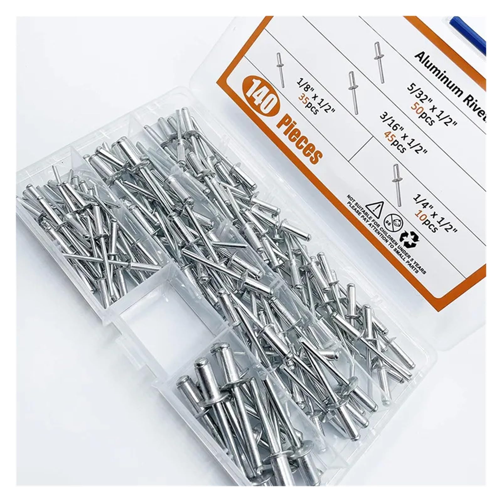 140 Uds remaches ciegos de aluminio M3.2 M4 M4.8 Kit surtido de remaches cerrados de cabeza de cúpula decoración remaches Pop for muebles