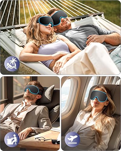 Miniatura 7 de WAOAW Máscara de dormir para hombres y mujeres: máscaras opacas para dormir - Máscara de ojos 3D transpirable suave y cómoda para viajes - Máscaras