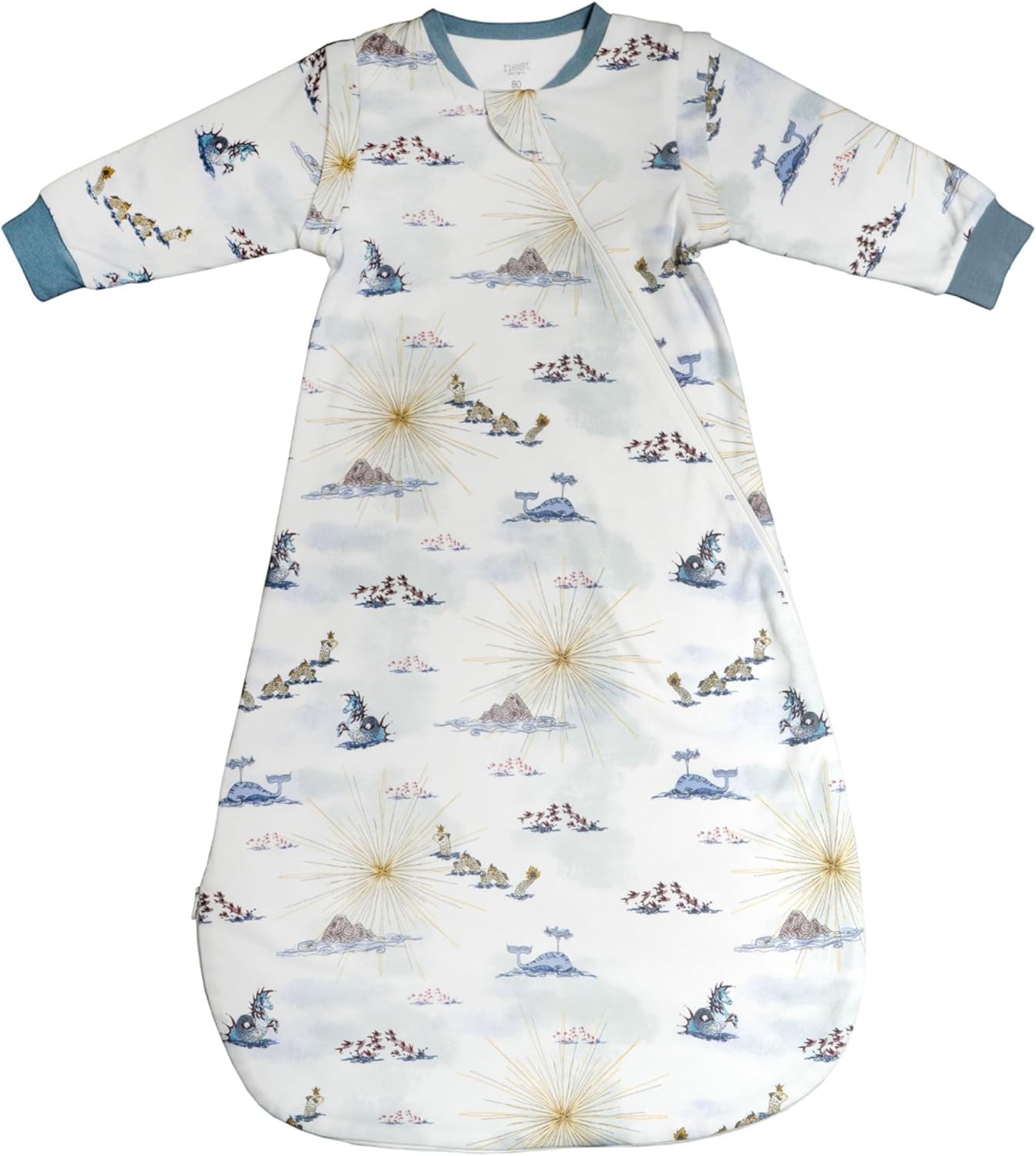 Nest Designs Organic Cotton Removable Long Sleeve Sleep Bag | 1.0 TOG | Ideal for Sensitive Skin