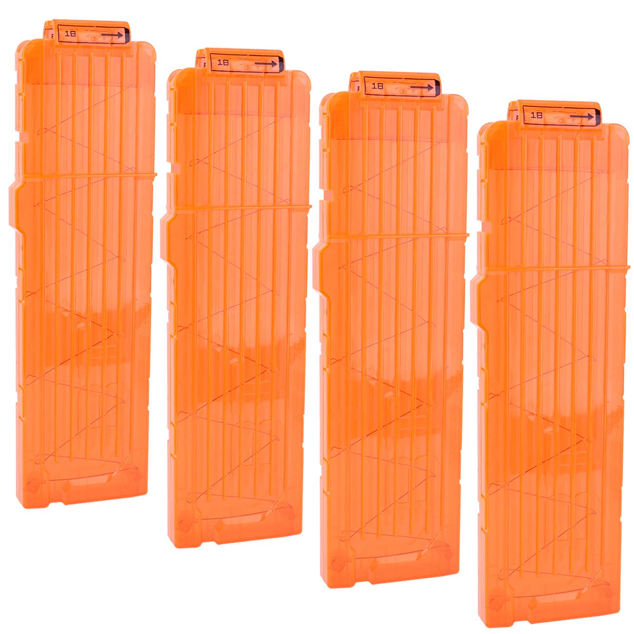 Soft Bullet Clips 18-Darts Quick Reload Clips Magazine Clips for Nerf Toy Dart Gun 4pcs (Transparent Orange)