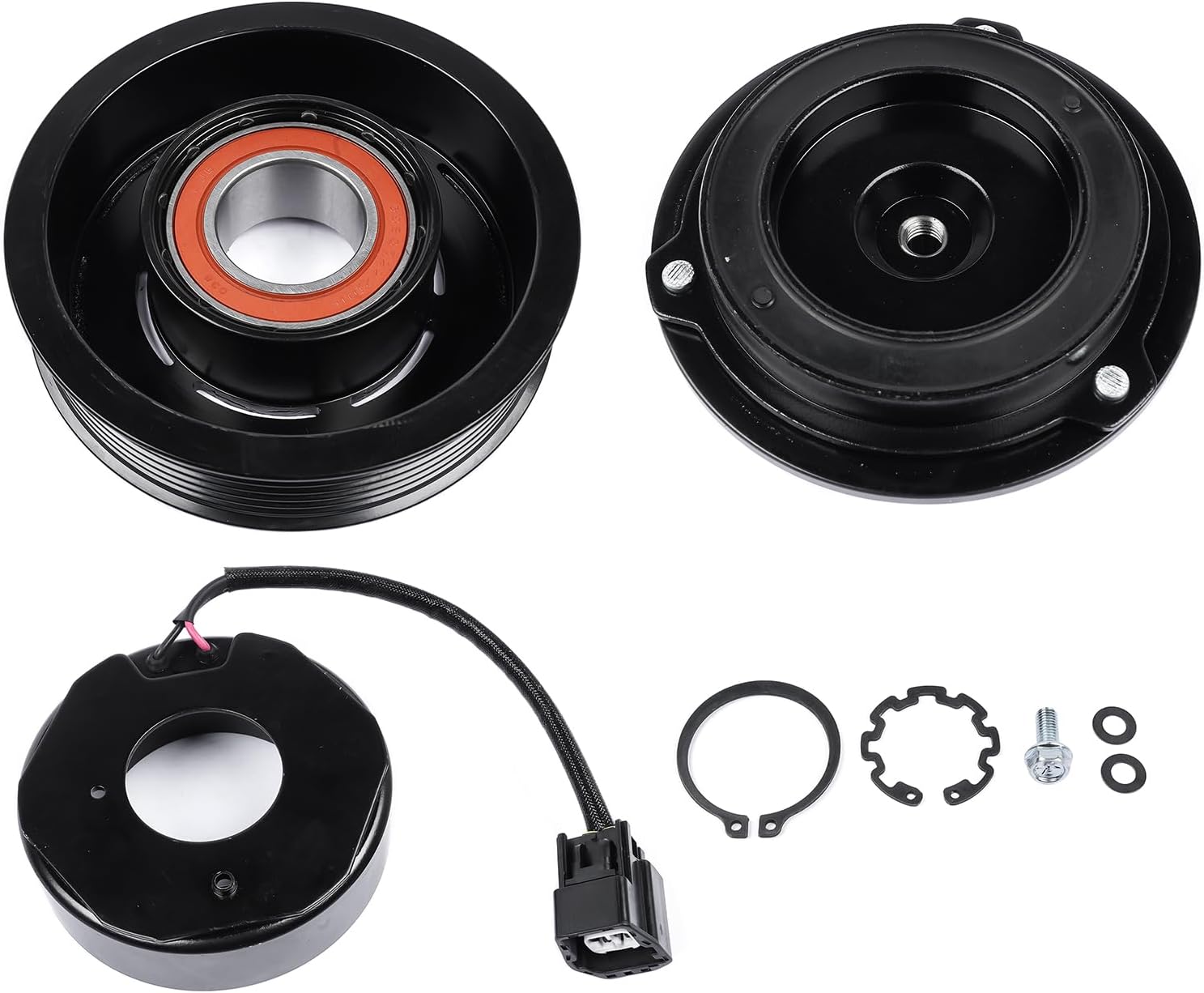 A/C Compressor Clutch Kit Replacement for Chevy Traverse GMC Acadia Buick Enclave Saturn Outlook 2007-2012 V6 3.6L with 6-Groove 157313 15926085