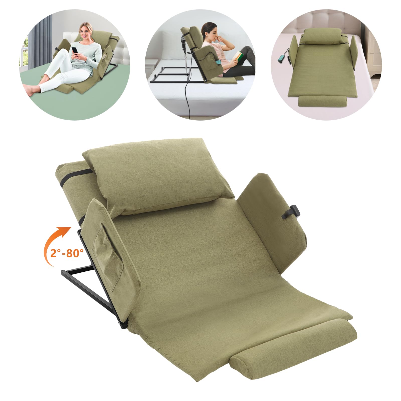 Schienale da letto regolabile elettricamente con funzione di sollevamento, supporto per la schiena ausiliario elettrico, progettato per disabili o pazienti, 120 x 73 cm, telecomando via cavo