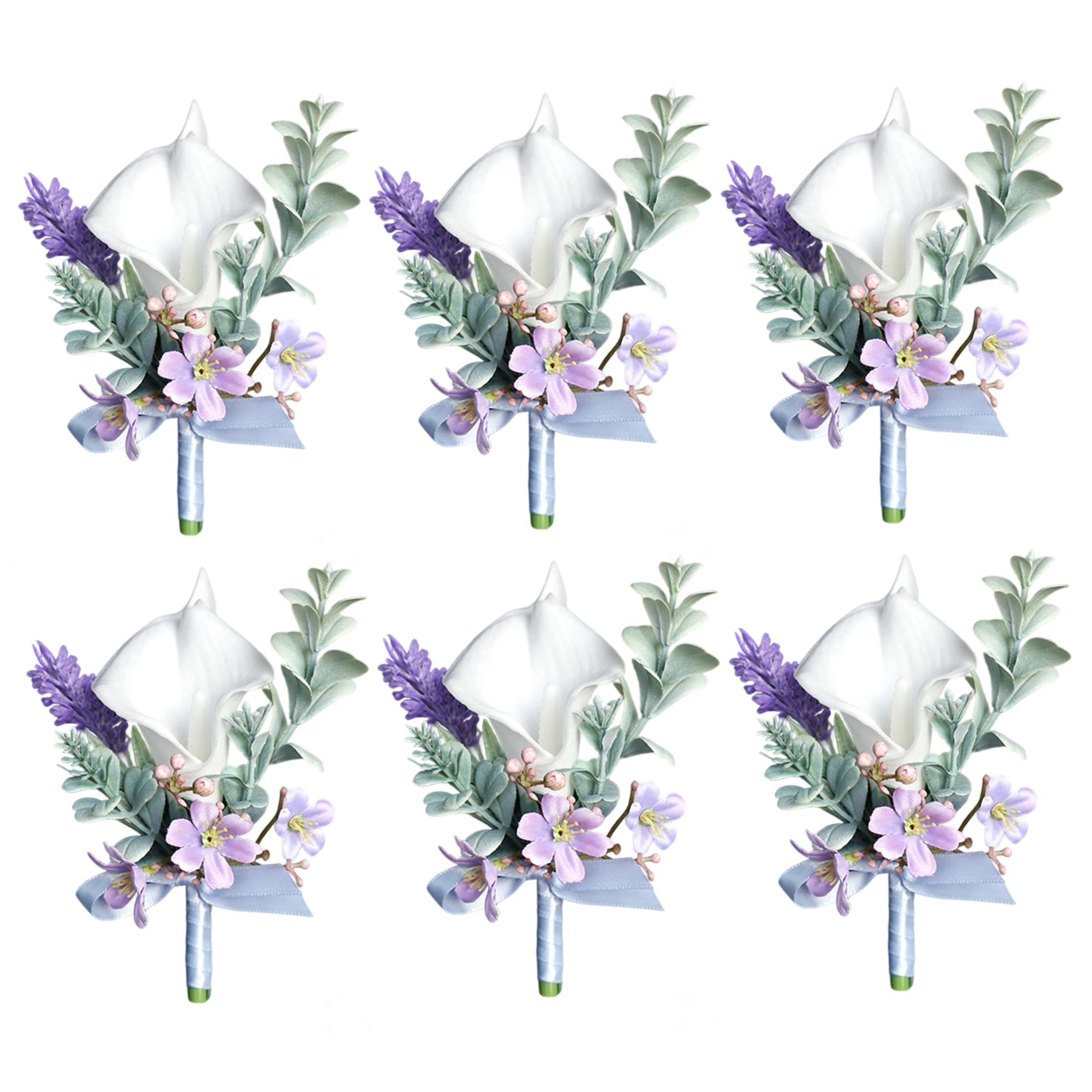 Yvocuyn Calla Lily, 6pcs Artificial Boutonniere, White