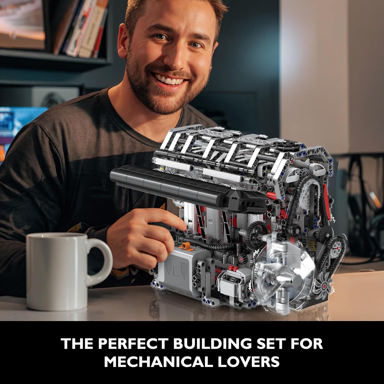 Fully assembled L4 engine model, highlighting its mechanical principles.