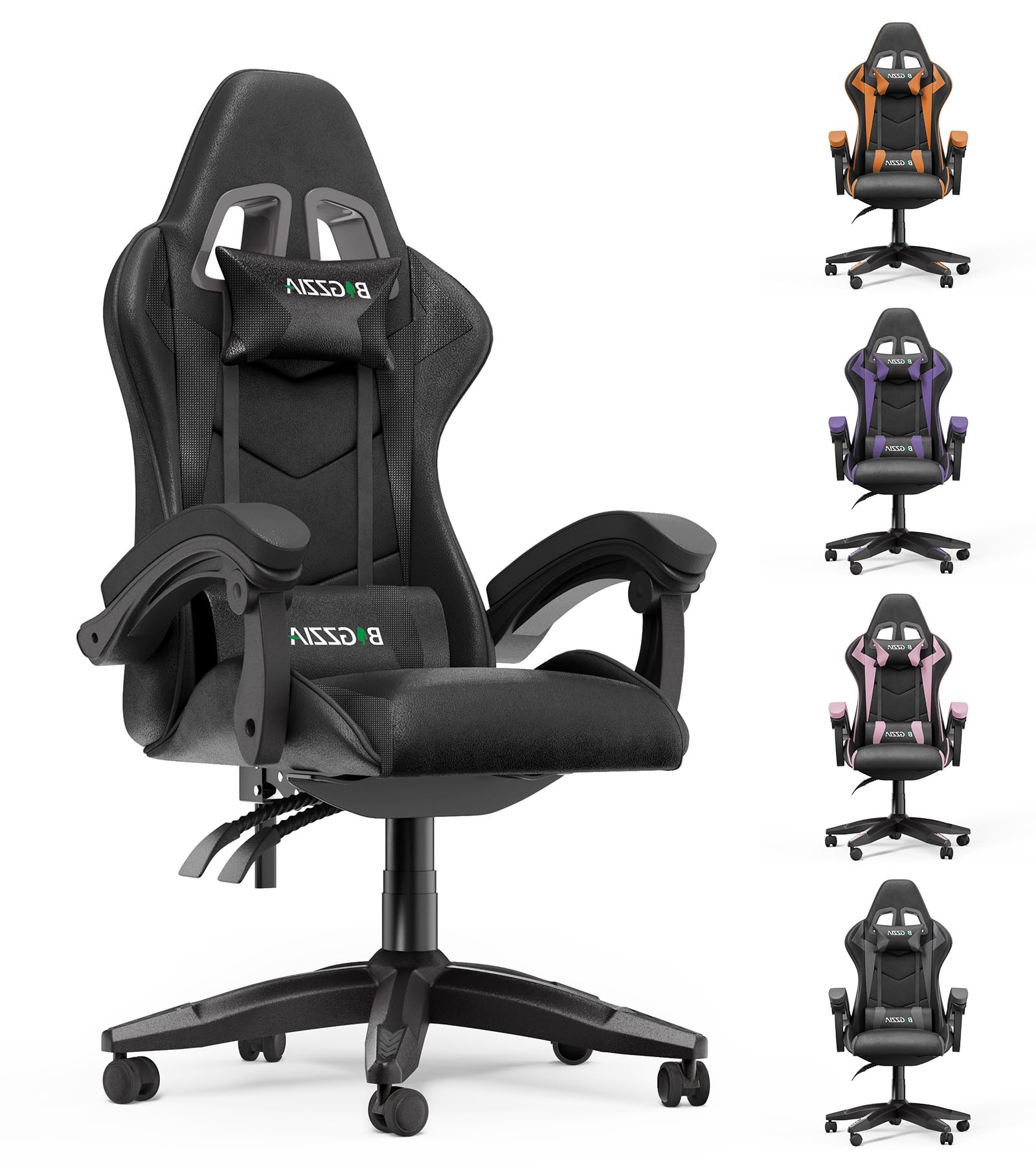 Racingreat Ergonomic Gaming Chair for Adults (Without Footrest, Black)