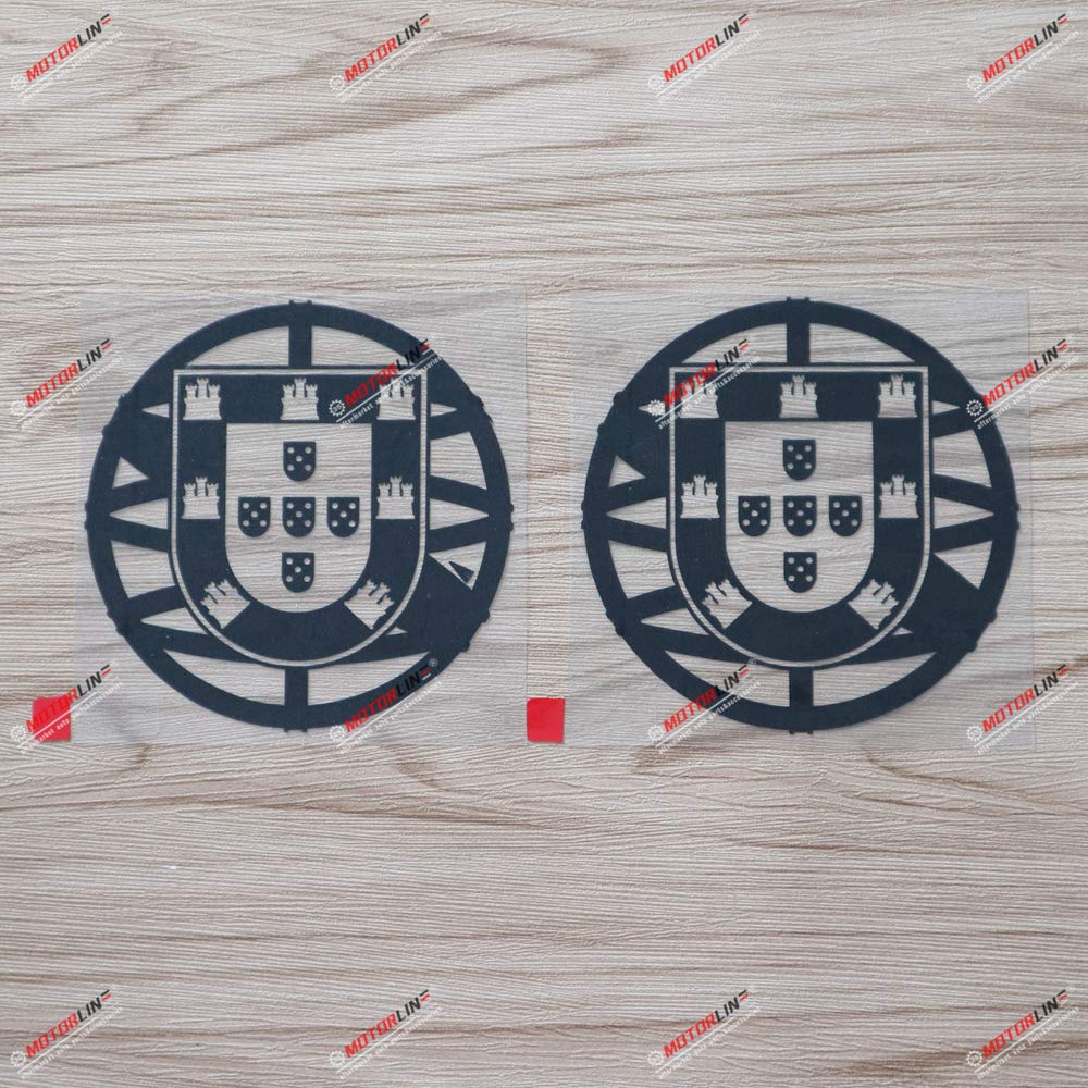 2X Black 4'' Portugal Portuguese Flag Seal Decal Sticker Car Vinyl Round die Cut Style