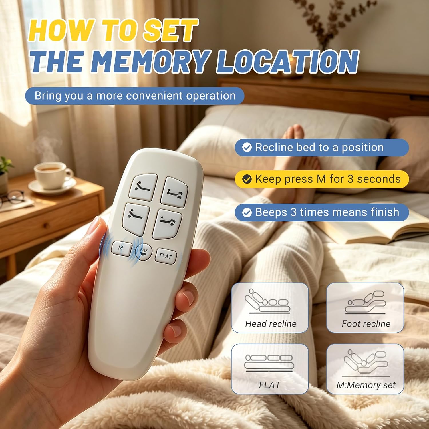 Adjustable Bed Remote HJH13D & HJC18 Control Box Replacement, Fit for Richmat Head Foot Lift - 4 Pin Connect 2 Lift Motors (Not Universal)